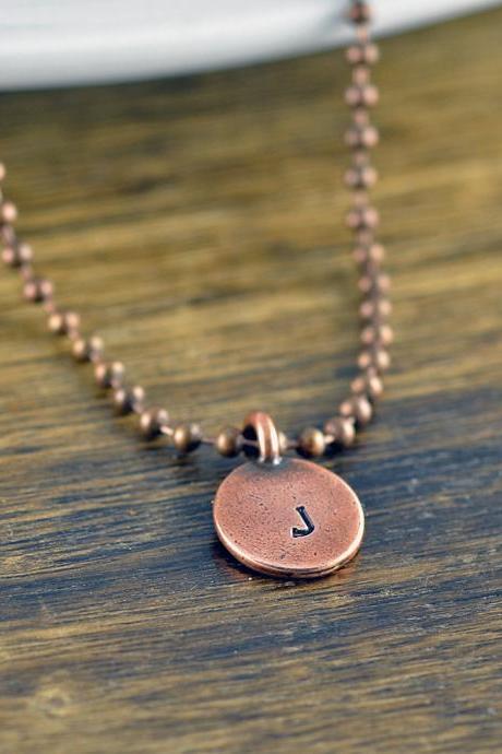 copper initial necklace - pendant necklace - mens necklace - boyfriend gift - anniversary gift - copper jewelry - gift for couple