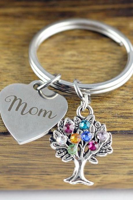 Personalized Mom Gifts - Gifts For Mom -mothers Day Gift - Birthstone Keychain - Grandma&amp;#039;s Keychain - Mothers Keychain