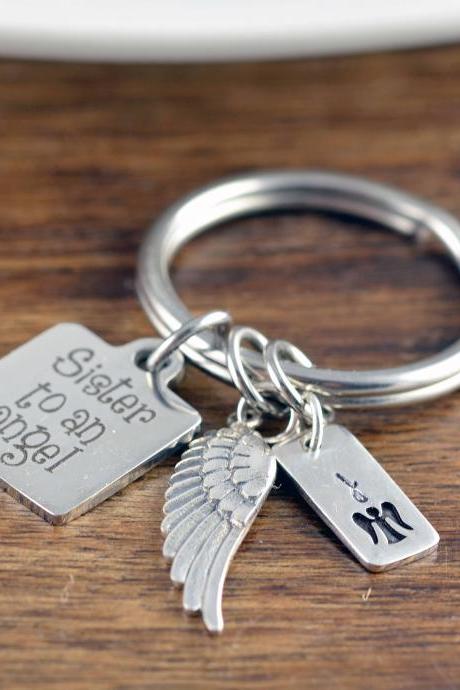 Sister To An Angel KeyChain - Memorial Keychain, Remembrance Jewelry, Bereavement Gift, Sympathy Gift, Loss of Loved One, Loss of Sister