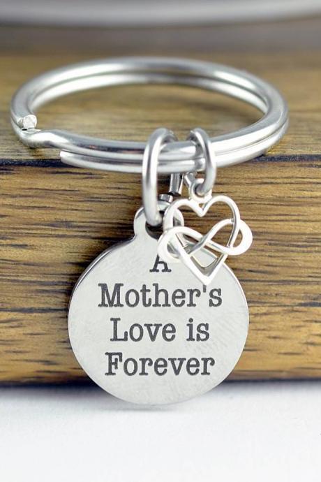 A Mothers Love is Forever Keychain, Personalized Keychain, Engraved Keychain, Mother's Keychain, Gift for Mom, Mothers Day Gift