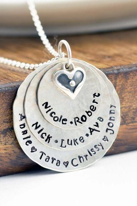 Personalized Silver Necklace, Mother's Necklace, Kids Name Necklace, Mothers Day Gift, Grandmother Necklace, Grandmother Gift, Grandma Gift