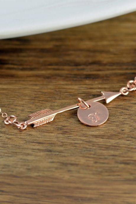 Personalized Arrow Necklace - Rose Gold Initial Necklace - Initial Jewelry - Arrow Necklace - Arrow Jewelry - Rose Gold Arrow Necklace