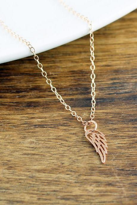 Rose Gold Wing Necklace, Angel Wing Charm Necklace, Memorial Necklace, Memorial Jewelry, Wing Necklace, Remembrance Gifts