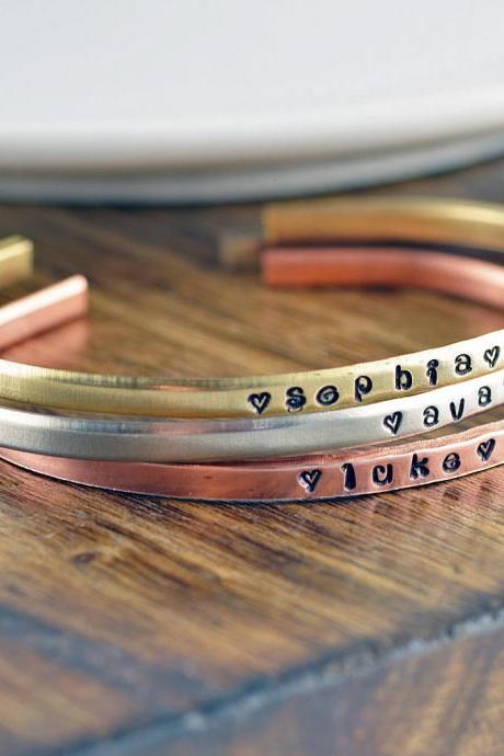 Personalized Name Bracelet, Gift for Mom, Children's name Bracelet, Custom Name Bracelet, Personalized Cuff Bracelet, Mothers Day Gift