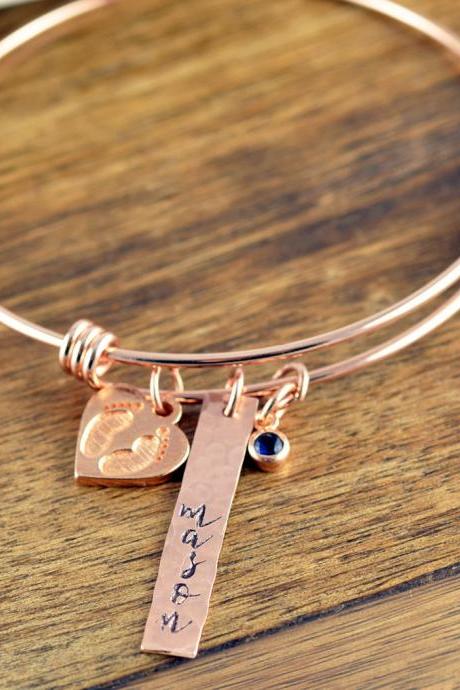 Rose Gold Baby Name Bracelet, Mommy Bracelet, New mom Gift, New Mom Jewelry,Personalized Baby Name Bracelet, Mommy to be