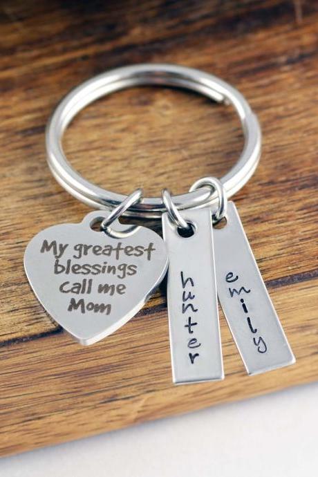 My Greatest Blessings call me mom keychain, Mothers Jewelry, Mothers Day Gift, Mothers Keychain, Mom Jewelry, Gifts for Mom, Personalized