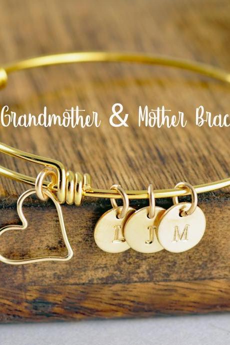 Gold Initial Bracelet, Mother&amp;#039;s Bracelet, Grandma Bracelet, Family Bracelet, Gift For Her, Mothers Day Gift For Grandma, Mothers Day