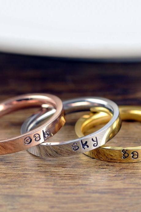Rings for Women, Personalized Rings, Mothers Ring, Hand Stamped Ring, Custom Ring, Stacking Ring, Mom Jewelry, Mother's Day Gift