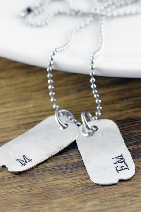 Personalized Mens Necklace, Dog Tag Necklace, Mens Jewelry, Mens Gift, Hand Stamped Necklace, Gift For Him, Gift For Dad, Christmas Gift