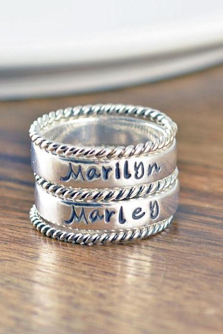 Kids Name Jewelry - Stackable Name Rings - Personalized Stacking Ring - Gift for Mom - Name Rings - Mothers Jewelry - Mothers Ring