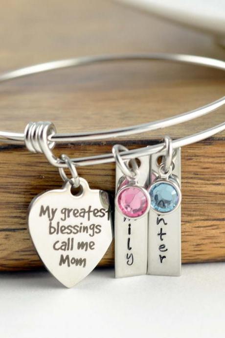 My Greatest Blessings, Personalized Mom Bracelet, Mothers Jewelry, Mothers Day Gift, Mothers Bracelet, Mom Jewelry, Gifts for Mom