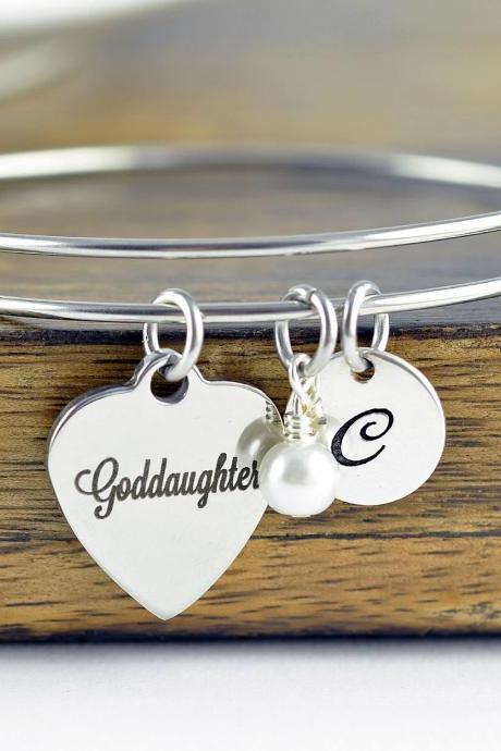 Goddaughter Bracelet, Goddaughter Gifts, Gift for Goddaughter, Religious Jewelry, Personalized Communion Charm Bracelet, Engraved