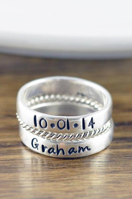 Stacking Rings - Mothers Ring - Stackable Name Rings - Gift for Mom - Personalized Stacking Ring - Mothers Jewelry - Mothers Ring