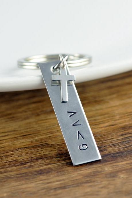 Personalized Keychain - Personalized Tag Keychain -Boyfriend Gift - Mens Gifts - Gifts for Him - God Is Greater Keychain, Religious Gift