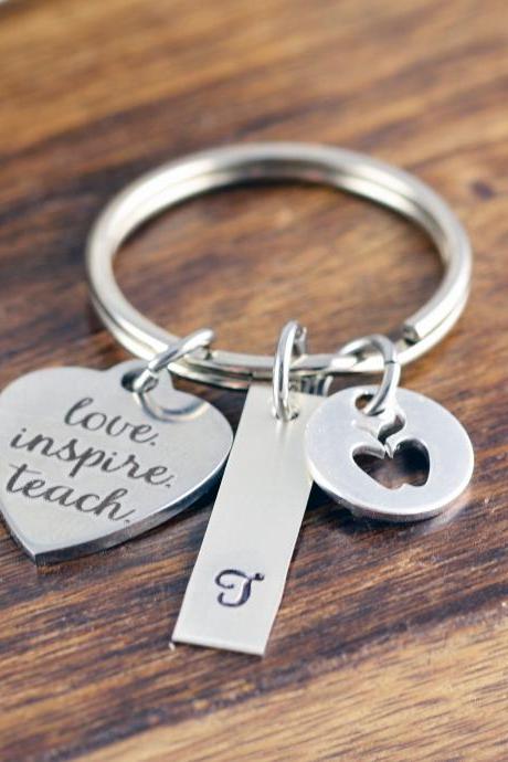 Love Inspire Teach Keychain, Personalized Teacher Gift, Teacher Gifts, Teacher Keychain, Teacher Birthday Gift, Teacher Appreciation Gift