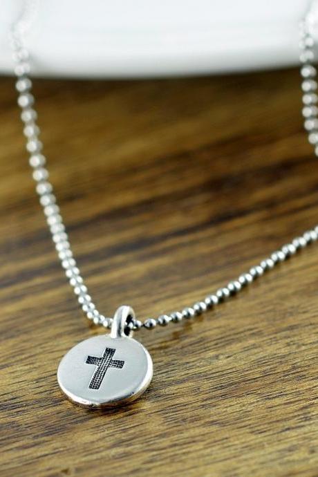 Mens Cross Necklace - Silver Cross Necklace - Mens Pewter Cross Necklace - Cross Necklace - Gift for Men - Mens Gift - Christian Gifts