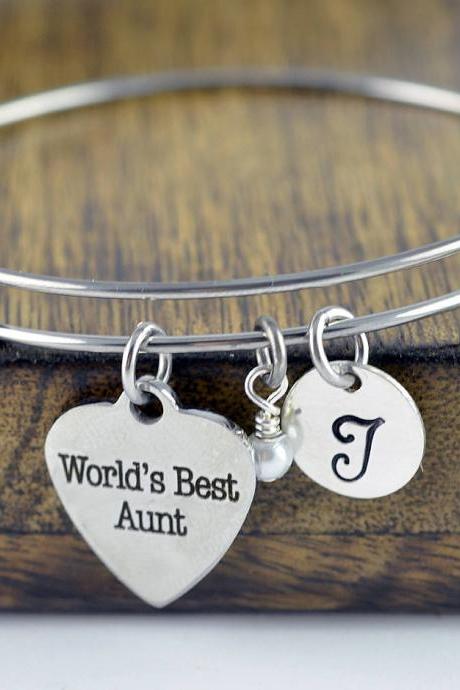 Personalized Bracelet For Aunt, Aunt Bracelet, Gift For Aunt, Aunt Gift, Custom Bangle Bracelet, Initial Bracelet, Engraved Gift