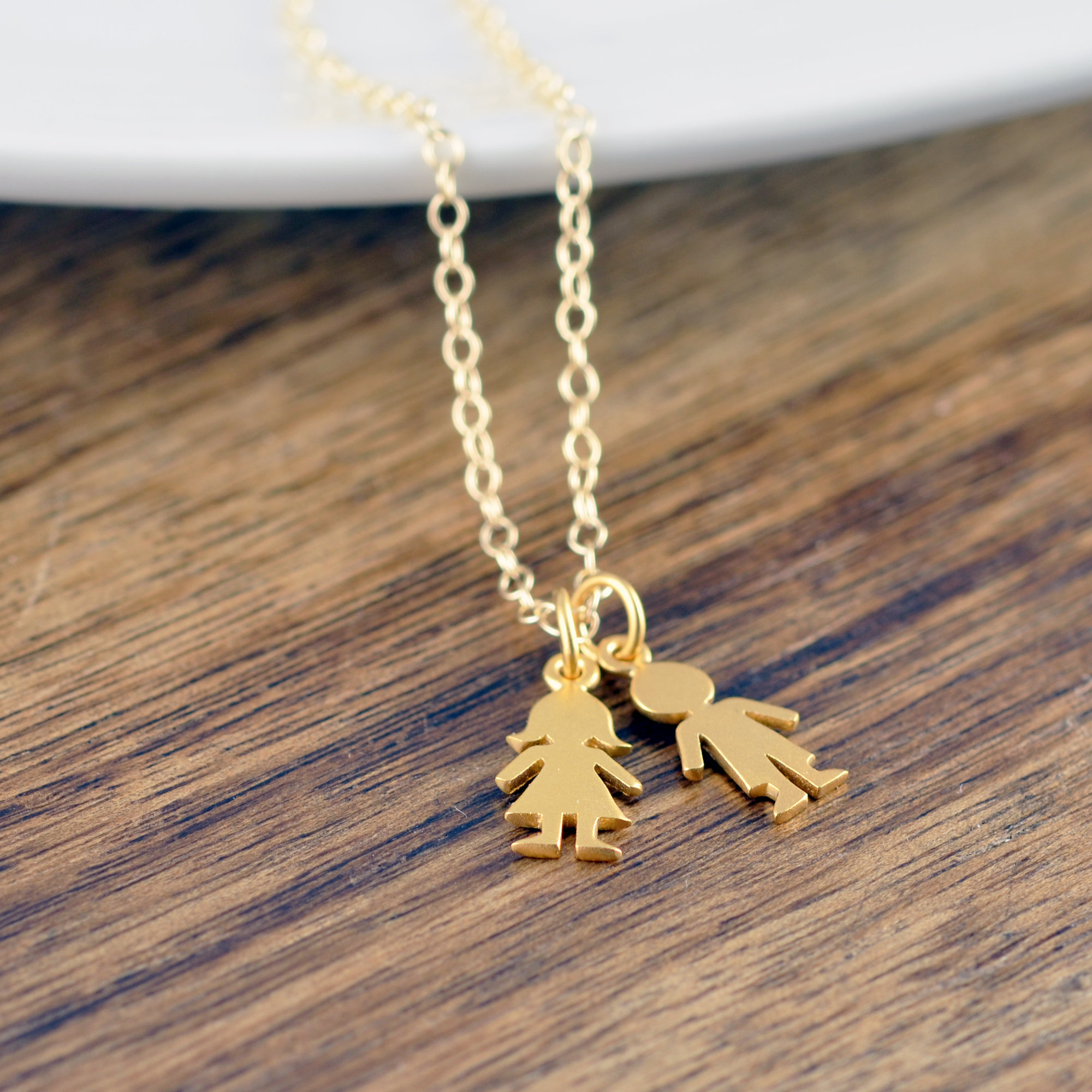 Personalized Gold Boy Charm, Girl Charm Pendant Necklace, Custom