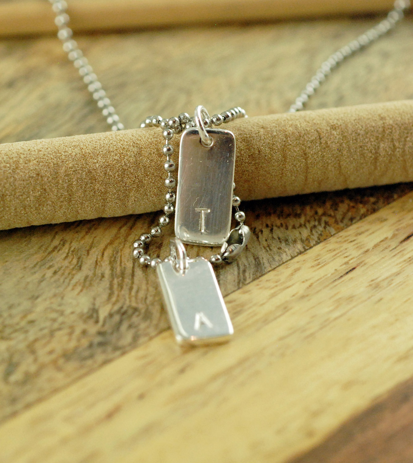 Personalized Hand Stamped Initial Necklace, Mens Personalized Tag